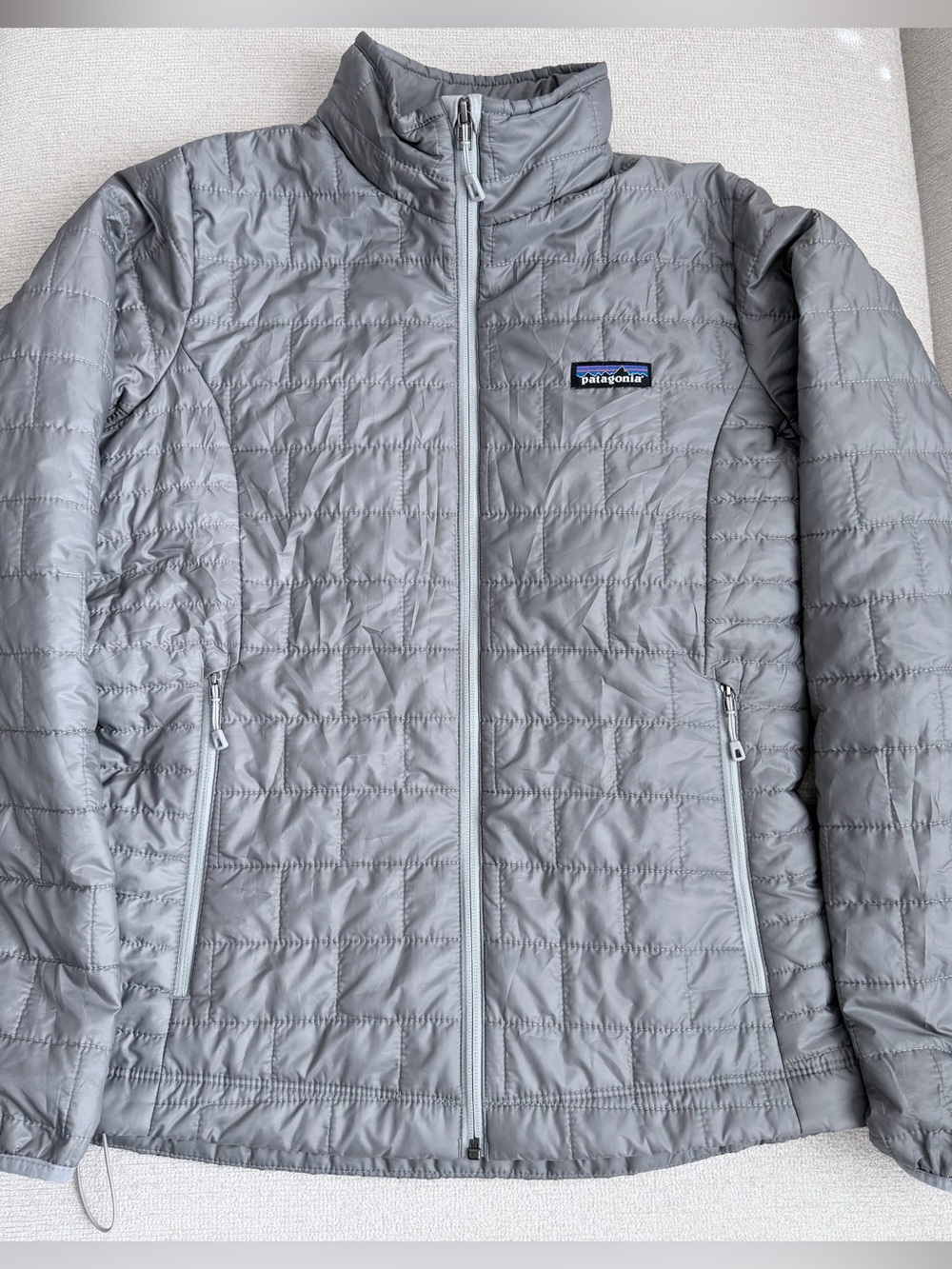 SALE! Patagonia Nano Puff Jacket Womens Medium Gray Puffer Coat Excellent Cond